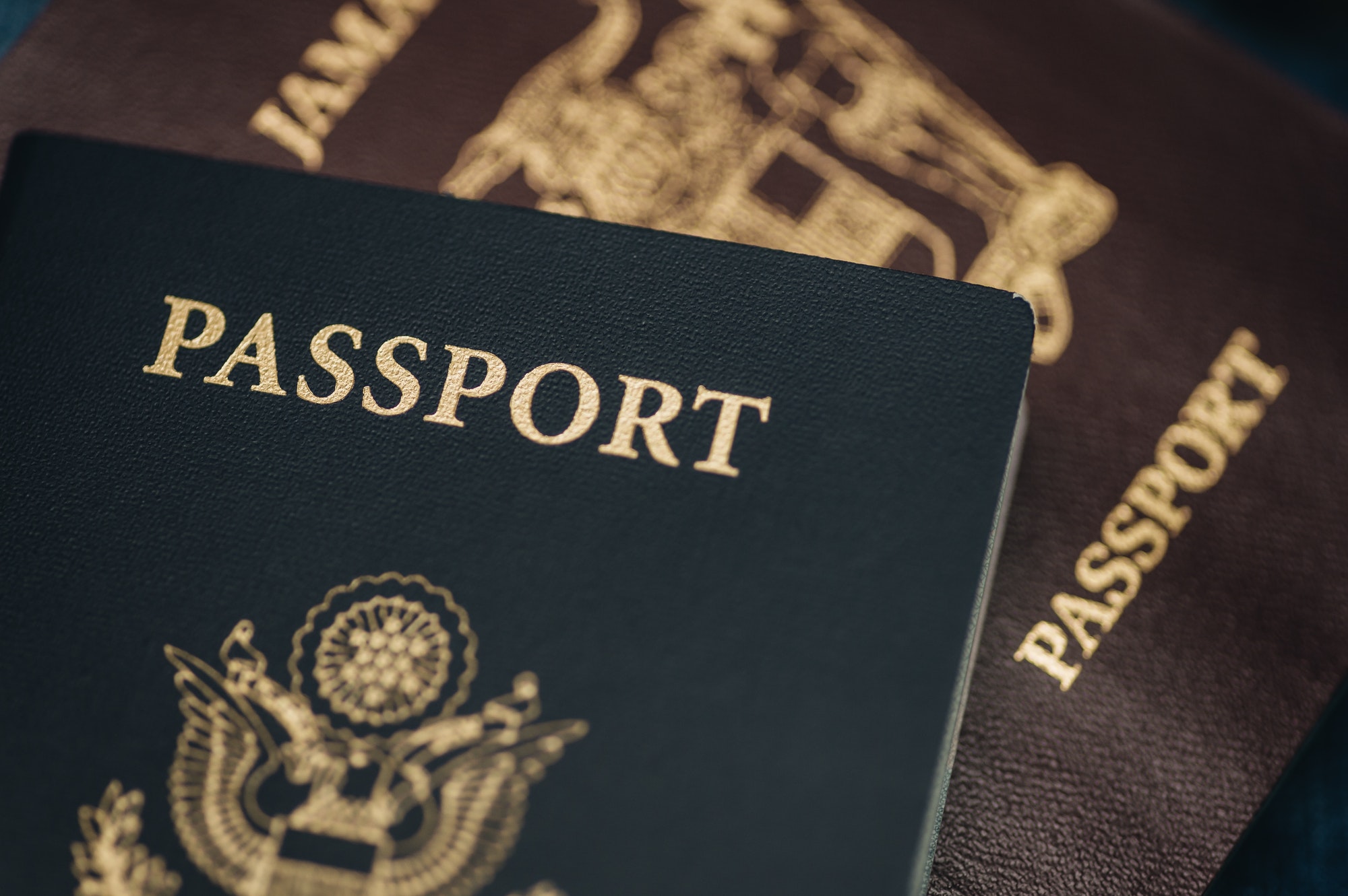 Travel and destination, American passport and Jamaican passport